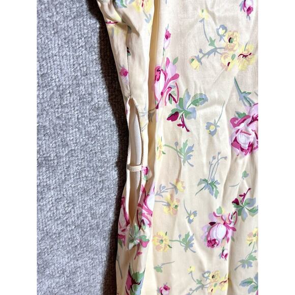 Zara Dress Womens Size XL Yellow Romantic Floral Short Sleeve Side Cutouts FLAWS - Picture 6 of 15